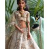 Embroidered beige lehenga with accessories for Barbie doll