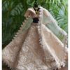 Embroidered beige lehenga with accessories for Barbie doll