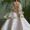 Embroidered white and gold lehenga for Barbie doll