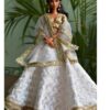 Embroidered white and gold lehenga for Barbie doll