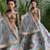Embroidered blue lehenga for Barbie doll