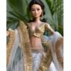 White and gold embroidered Kiran lehenga for Barbie doll