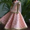 Embroidered peach and gold lehenga for Barbie doll