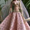 Embroidered peach and gold lehenga for Barbie doll