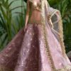 Embroidered lilac and gold lehenga for Barbie doll