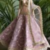 Embroidered lilac and gold lehenga for Barbie doll