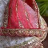 White and red Gujarati Indian bridal lehenga for curvy Barbie doll