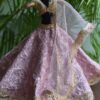 Embroidered lilac and gold lehenga for Barbie doll