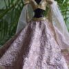 Embroidered lilac and gold lehenga for Barbie doll