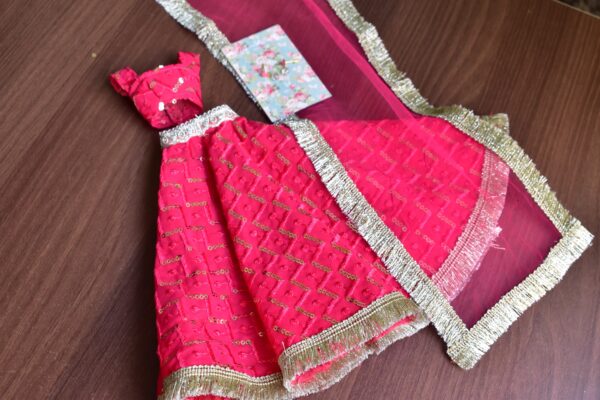 Embroidered pink lehenga for Barbie doll