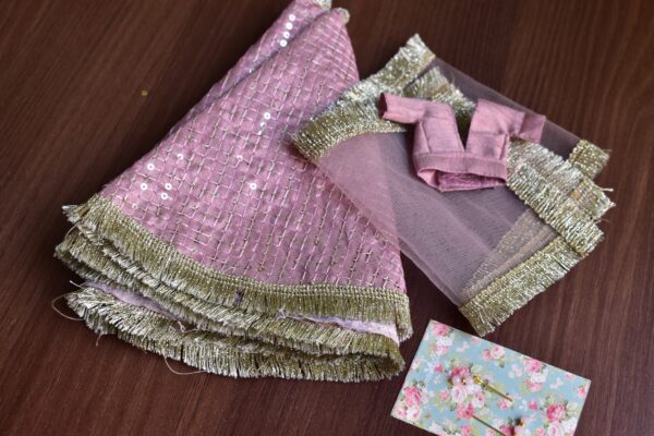 Embroidered lilac lehenga for Barbie doll