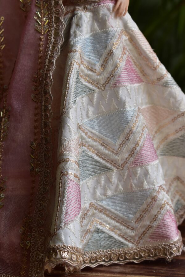 Embroidered Indian bridal lehenga for Barbie doll