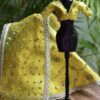Embellished yellow gold bridal lehenga for Barbie doll