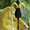 Embellished yellow gold bridal lehenga for Barbie doll