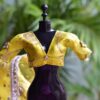 Embellished yellow gold bridal lehenga for Barbie doll