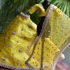 Embellished yellow gold bridal lehenga for Barbie doll