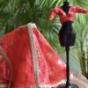 Red and gold festive lehenga for Barbie doll