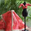 Red and gold festive lehenga for Barbie doll