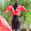 Red and gold festive lehenga for Barbie doll