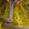 Embellished yellow gold bridal lehenga for Barbie doll