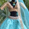 Turquoise and gold embroidered lehenga for Barbie doll