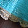 Turquoise and gold embroidered lehenga for Barbie doll
