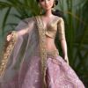 Embroidered lilac and gold lehenga for Barbie doll
