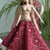 Embroidered maroon and gold lehenga for Barbie doll
