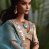 Turquoise and gold embroidered lehenga for Barbie doll