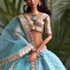 Turquoise and gold embroidered lehenga for Barbie doll