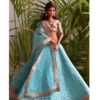 Turquoise and gold embroidered lehenga for Barbie doll