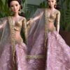 Embroidered lilac and gold lehenga for Barbie doll