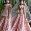 Embroidered peach and gold lehenga for Barbie doll