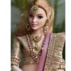 Embroidered bridal lehenga with accessories for curvy Barbie doll