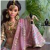 Embroidered bridal lehenga with accessories for curvy Barbie doll