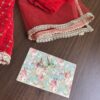 Red embroidered lehenga for Barbie doll