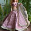 Embroidered lilac lehenga for Barbie doll