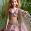 Embroidered lilac lehenga for Barbie doll