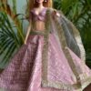 Embroidered lilac lehenga for Barbie doll