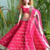 Embroidered pink lehenga for Barbie doll