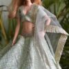 Embroidered mint lehenga for Barbie doll