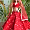 Red embroidered lehenga for Barbie doll