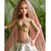 Embroidered Indian bridal lehenga for Barbie doll