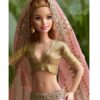 Embroidered Indian bridal lehenga for Barbie doll
