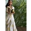 White and gold Indian bridal saree for Barbie doll