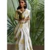 White and gold Indian bridal saree for Barbie doll