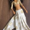 White and gold Indian bridal saree for Barbie doll
