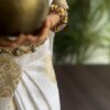 White and gold Indian bridal saree for Barbie doll