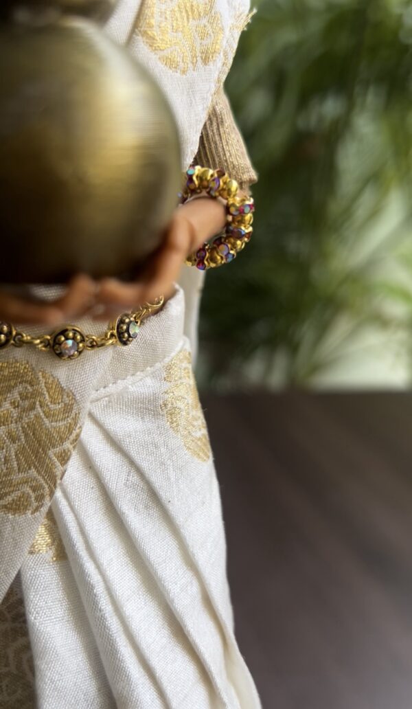 White and gold Indian bridal saree for Barbie doll