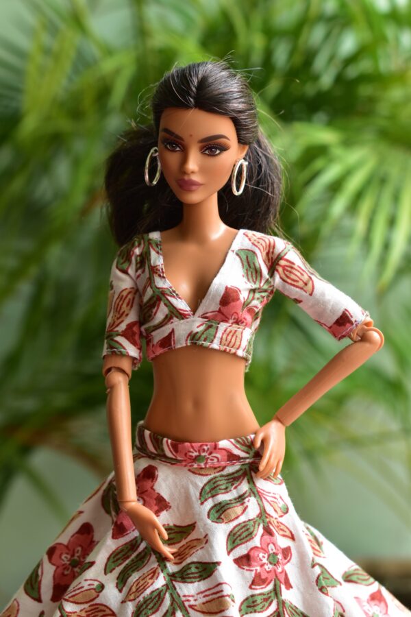 Printed cotton lehenga for Barbie doll